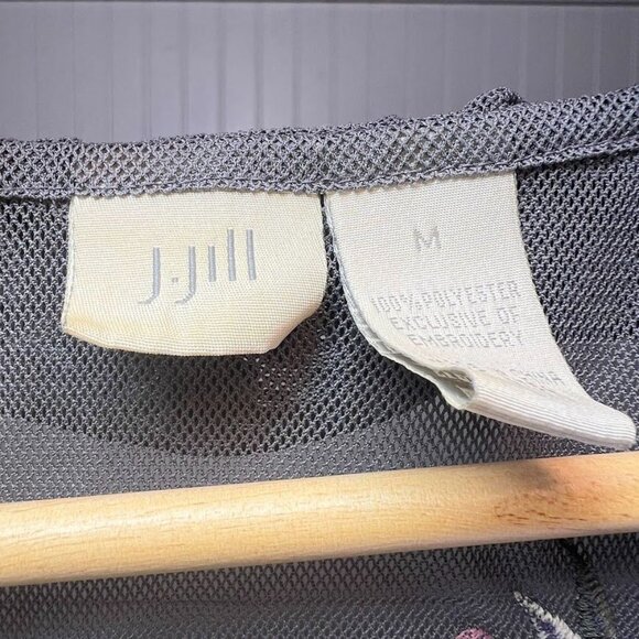 J Jill Sheer Blouse Ruffle Tie Front Cardigan Embroidered Flower Dainty Feminine - Picture 9 of 10